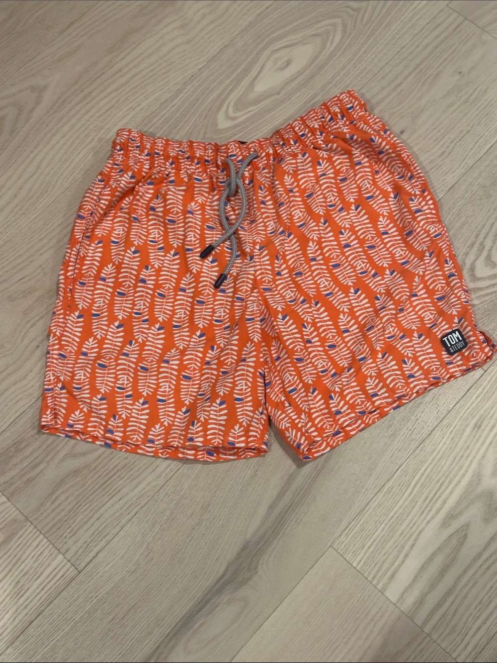 Tom & Teddy Orange Printed Drawstring Men’s Shorts. Bathing suit Medium